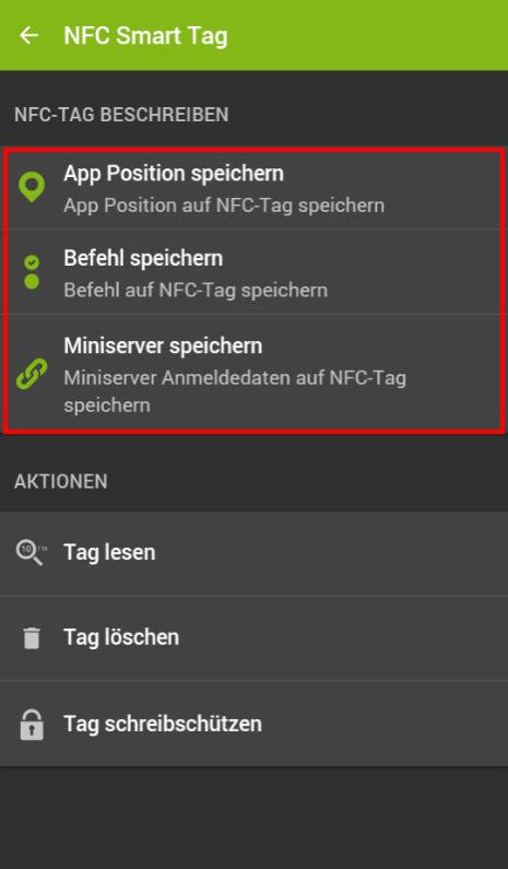 Online nápověda k NFC Smart tag 